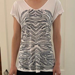 White Tee with Sequin tiger print